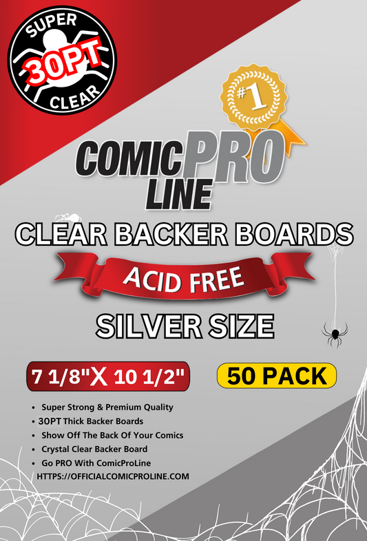 30PT Silver Size Clear Boards - 50 PACK