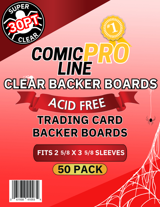 30PT Clear Trading Card Backer Boards - Standard Size - 50 Pack