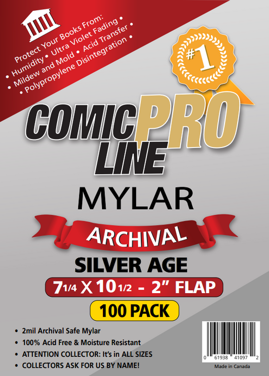 Silver Size Mylar Comic Bags - 100 Pack