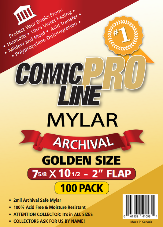 Golden Size Mylar Comic Bags - 100 Pack