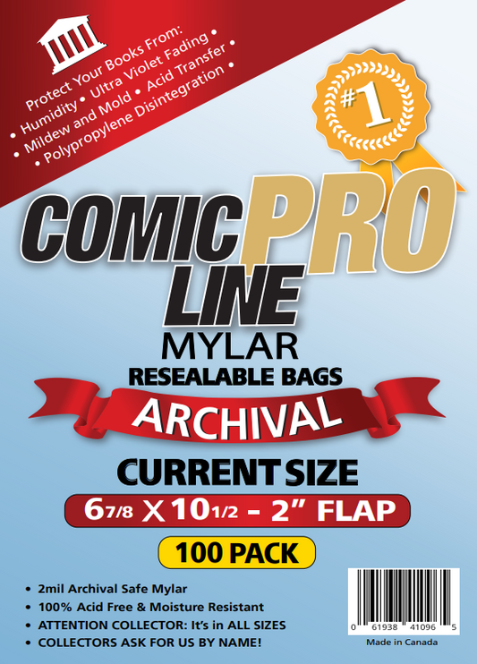 Resealable Current Size Mylar Comic Bags - 100 Pack