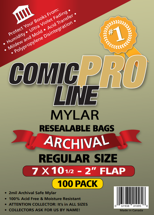 Resealable Regular Size Mylar Comic Bags - 100 Pack