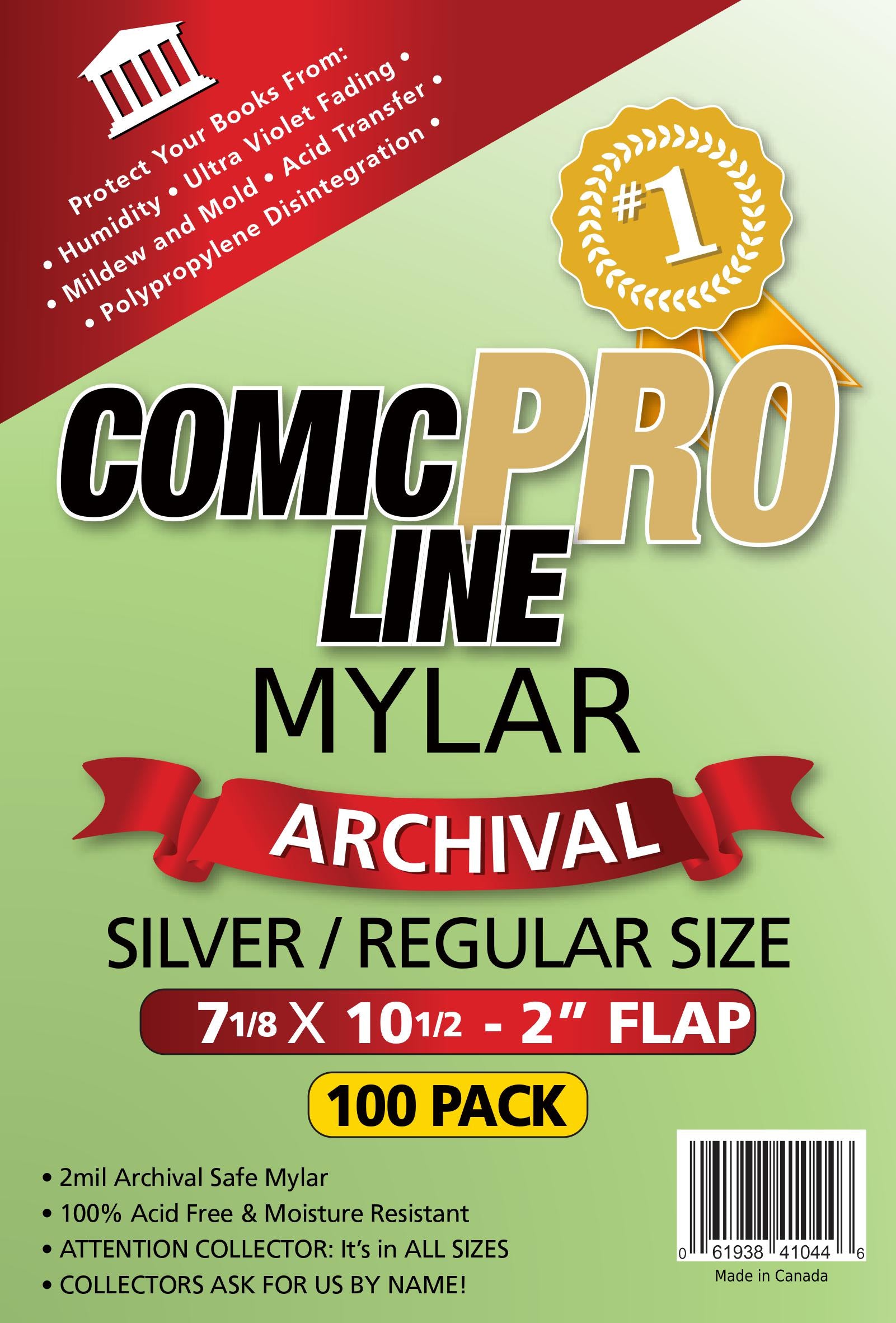 BCW Comic Bags, Silver 7 1/8 X10 1/2 + 1 1/2 Flap 2 mil Polypropylene  (100 ct)