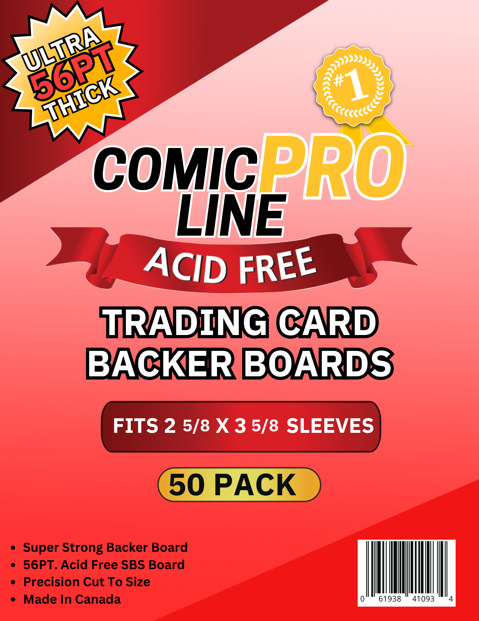 56pt Trading Card Backer Boards- Standard Size - 50 Pack.