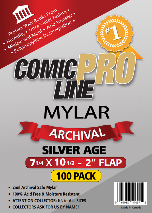 MYLAR - Silver Size - 7 1/4" x 10 1/2" with 2" flap-100 BAGS PER PACK.