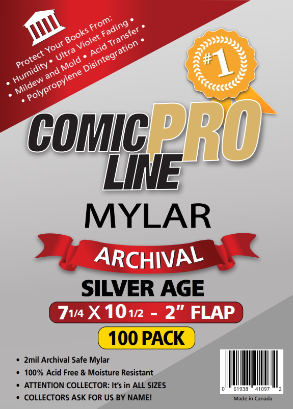 Silver Size Mylar Comic Bags - 100 Pack