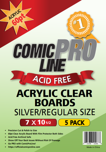 Silver/Regular Size - 60pt Clear Acrylic Boards - 7" X 10 1/2" - 5 Pack