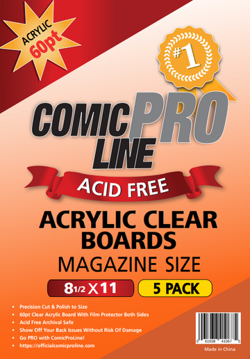 Magazine Size - 60pt Clear Acrylic Boards - 8 1/2" X 11" - 5 Pack