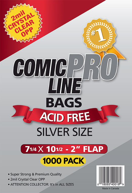 Silver Size Comic Bags - 1000 PACK - FREE SHIPPING