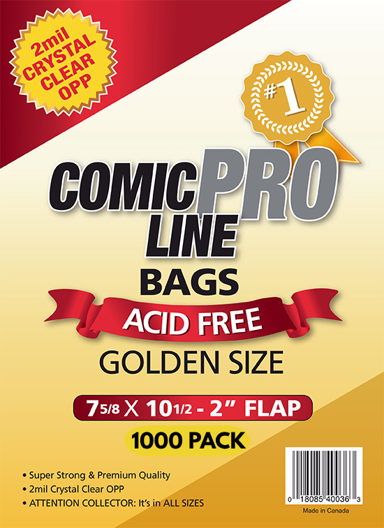 Golden Size Comic Bags - 1000 PACK - FREE SHIPPING