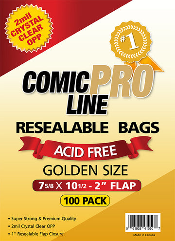 Resealable Golden Size Comic Bags