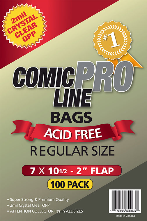 Regular Size Comic Bags - 7" x 10 1/2" with 2" flap